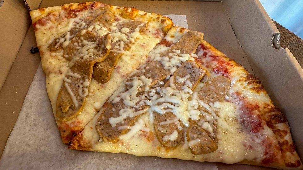 Two slices of sausage for starters, properly cut horizontally