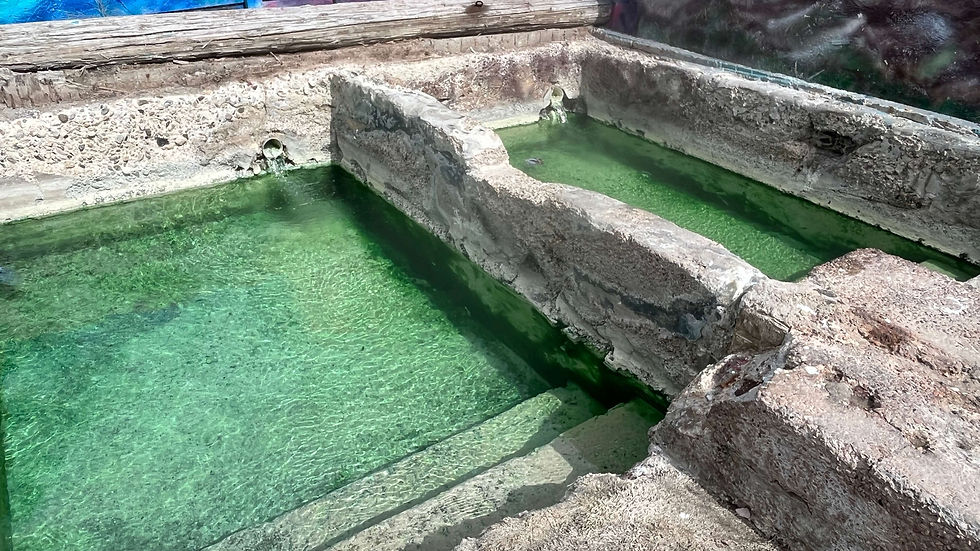 There are steps into the pools
