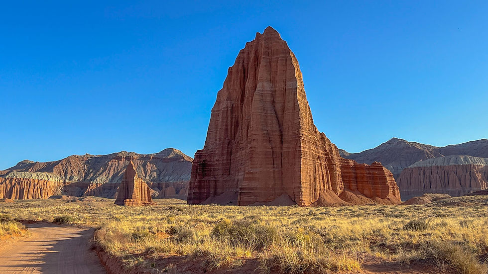 Temple of the Sun and Temple of the Moon monoliths in Cathedral Valley, Capitol Reef National Park