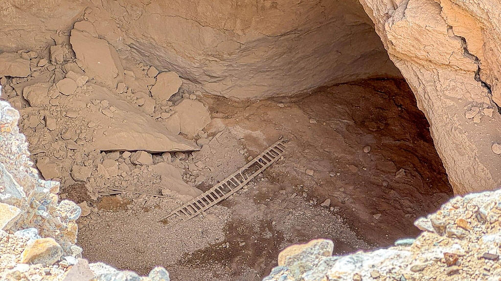 A ladder at the bottom of the sinkhole