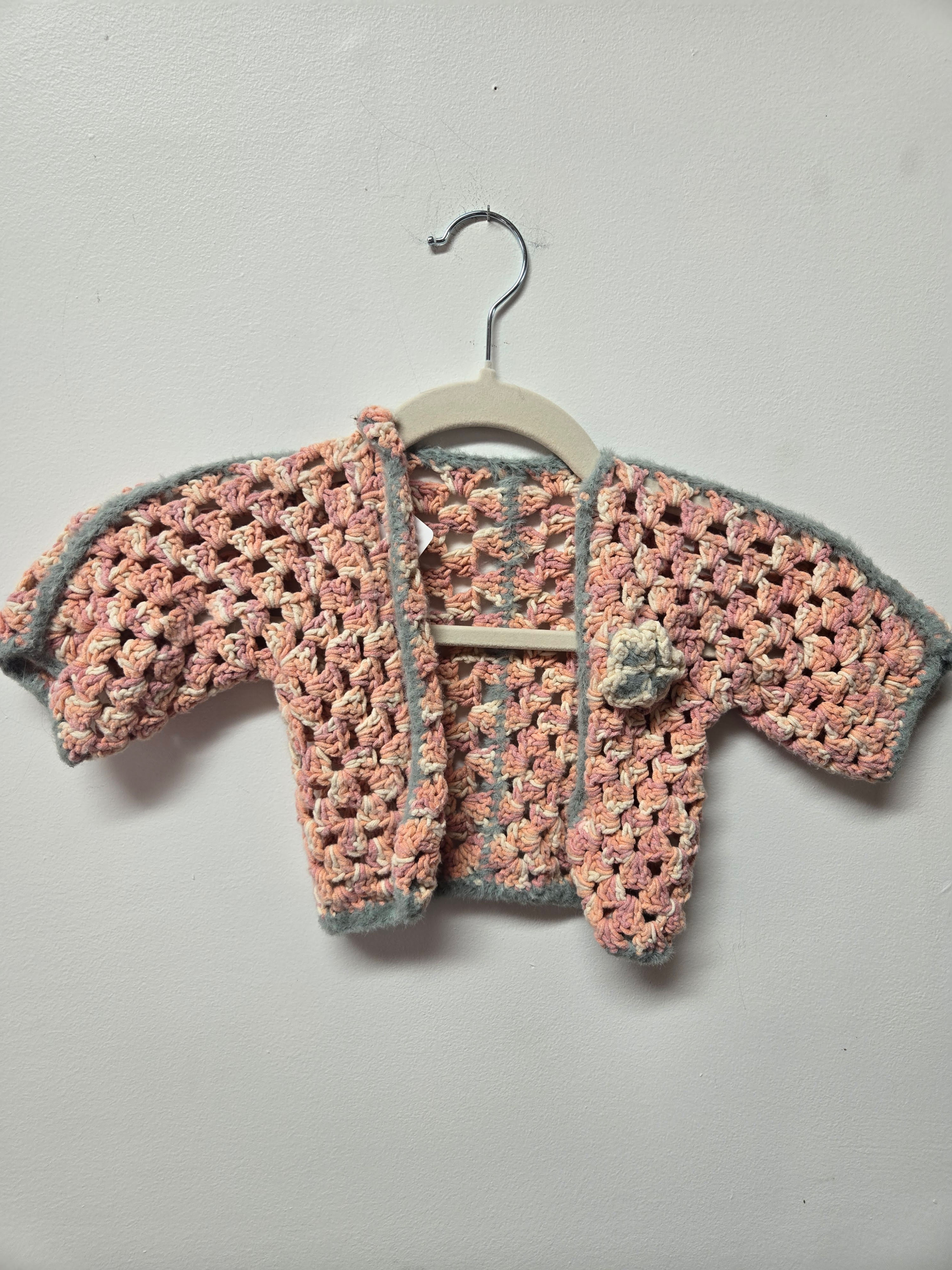 handmade vintage crochet baby sweater front view
