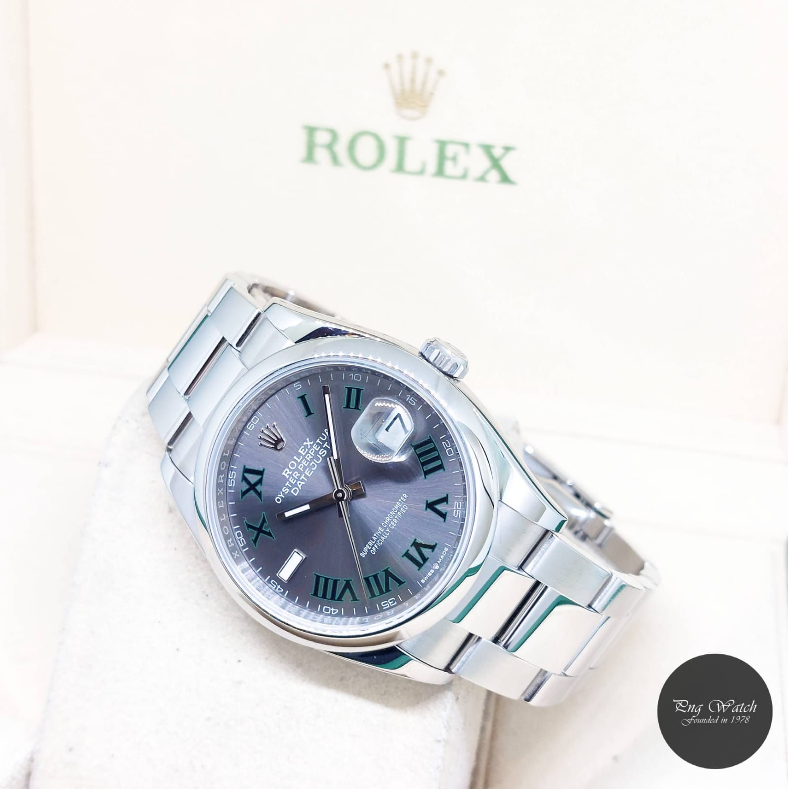 Rolex 36mm Oyster Perpetual Wimbledon Grey Slate Dial Datejust REF: 126200 (24)