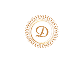 DBS logo gold letter D with gold circle around it with dots