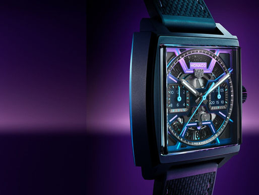 【2025新錶】TAG HEUER|泰格豪雅 Monaco 鏤空計時腕錶電光紫限量版
