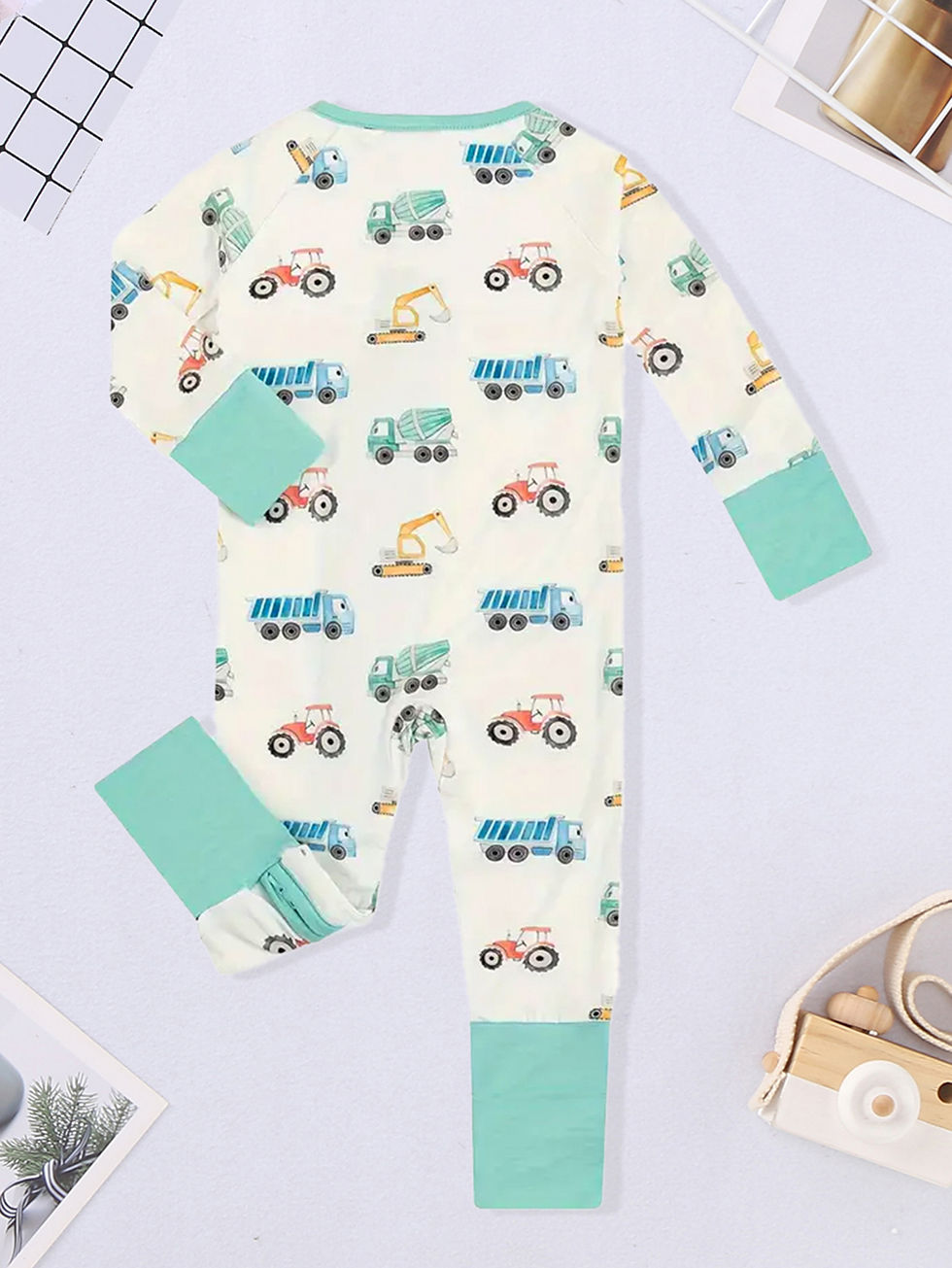 Thumbnail: Winter Newborn Infant Baby Boys Romper Bear Print Long Sleeve Button Up Front Ro