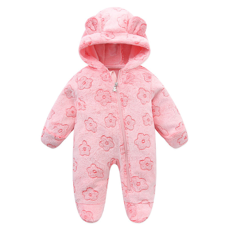 Thumbnail: Newborn Baby Flannel Rompers Soft Warm Autumn Winter Bodysuit for Boys & Girls C