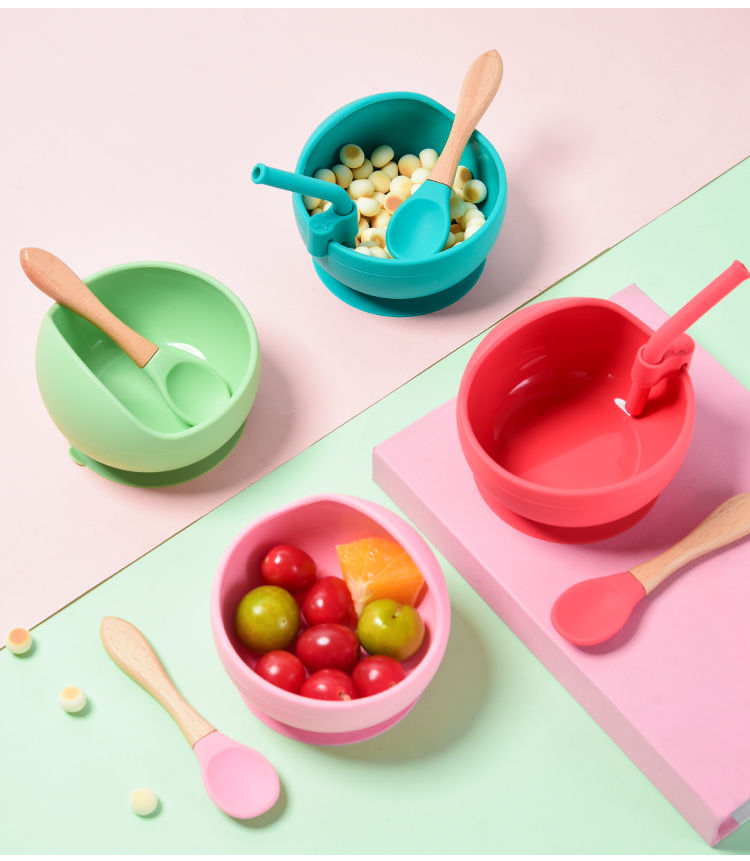 Thumbnail: 28Colors Baby Silicone Suction Bowls for Kids Waterproof Baby Feeding Tableware 
