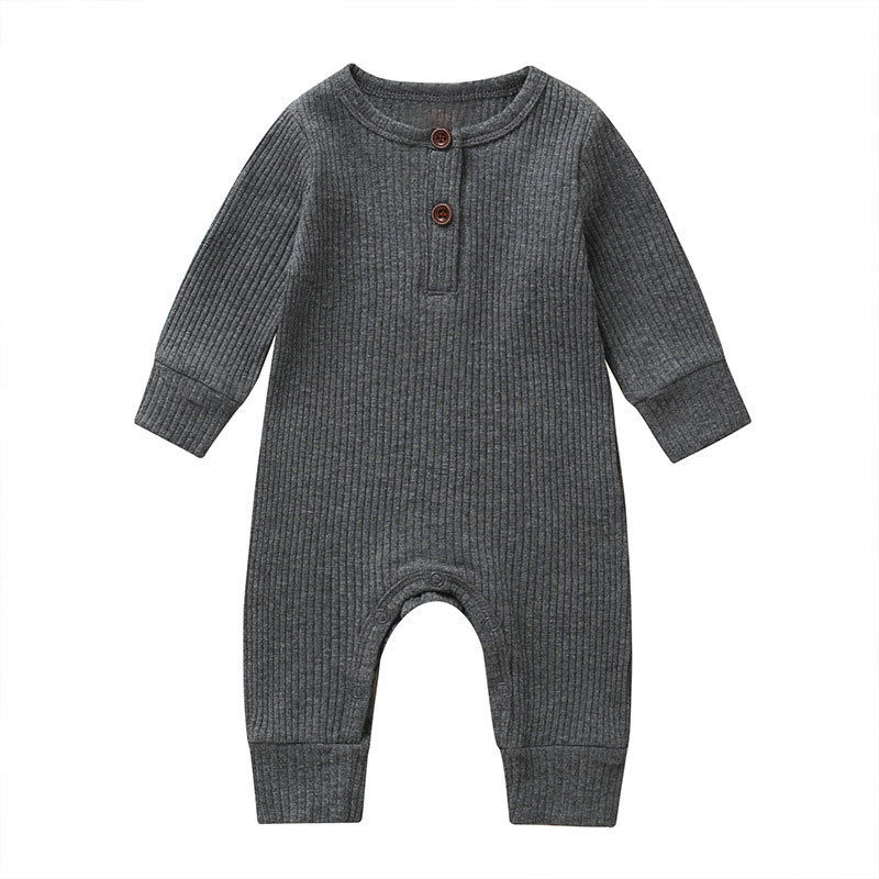 Thumbnail: Spring Autumn Newborn Infant Baby Boys Girls Full Sleeve Rib Cotton Romper Plays