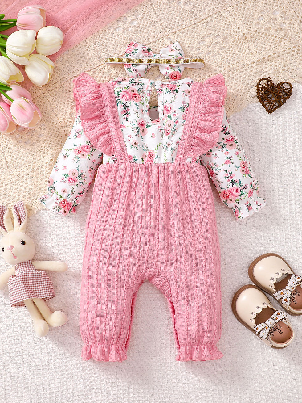 Thumbnail: Winter Newborn Infant Baby Boys Romper Bear Print Long Sleeve Button Up Front Ro