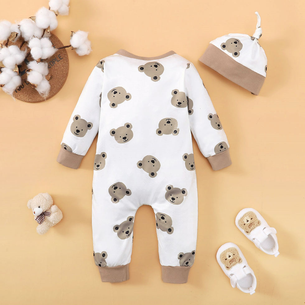 Thumbnail: Winter Newborn Infant Baby Boys Romper Bear Print Long Sleeve Button Up Front Ro