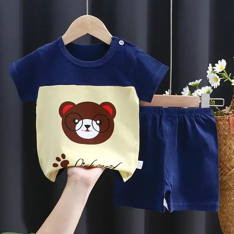 Thumbnail: Cartoon Printed Clothing Pure Cotton Home Clothes 2 Piece Suits Toddler Fashion 