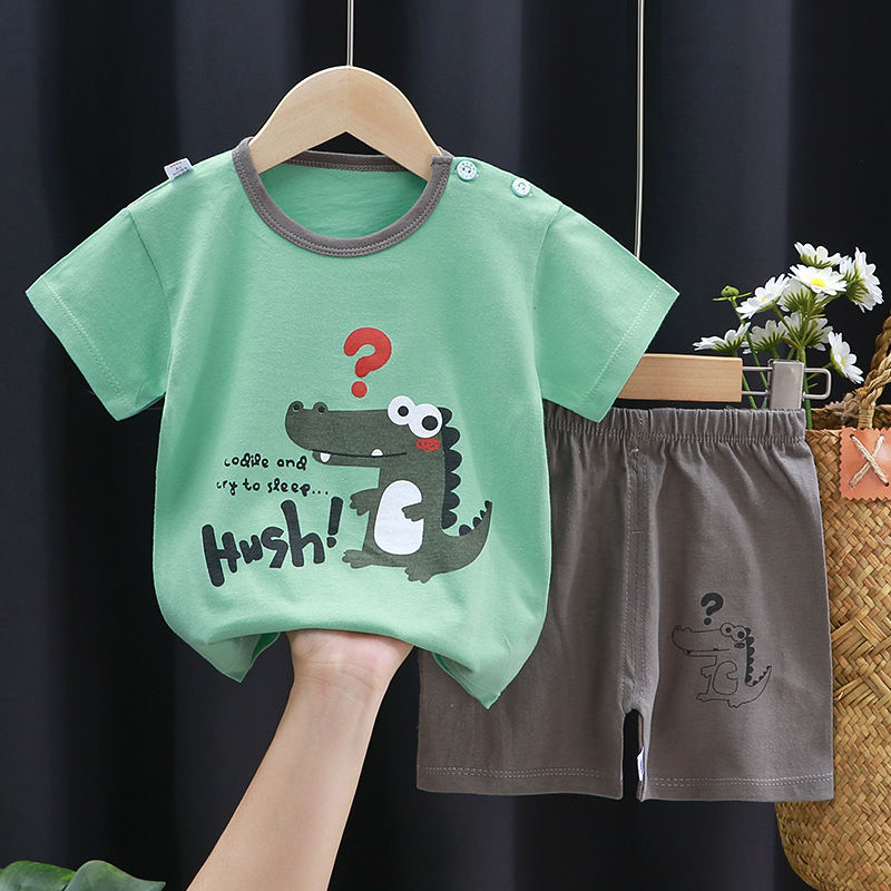 Thumbnail: Cartoon Printed Clothing Pure Cotton Home Clothes 2 Piece Suits Toddler Fashion 