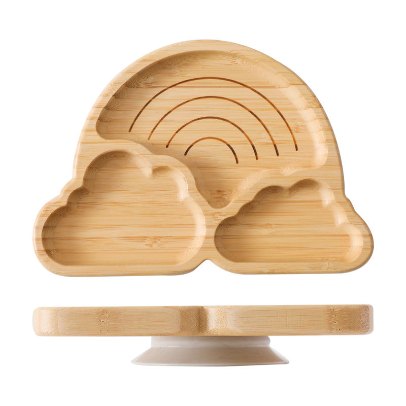 Thumbnail: Baby Wooden Tableware Set Could Bamboo Wooden Plate Bowl Silicone Suction Wooden