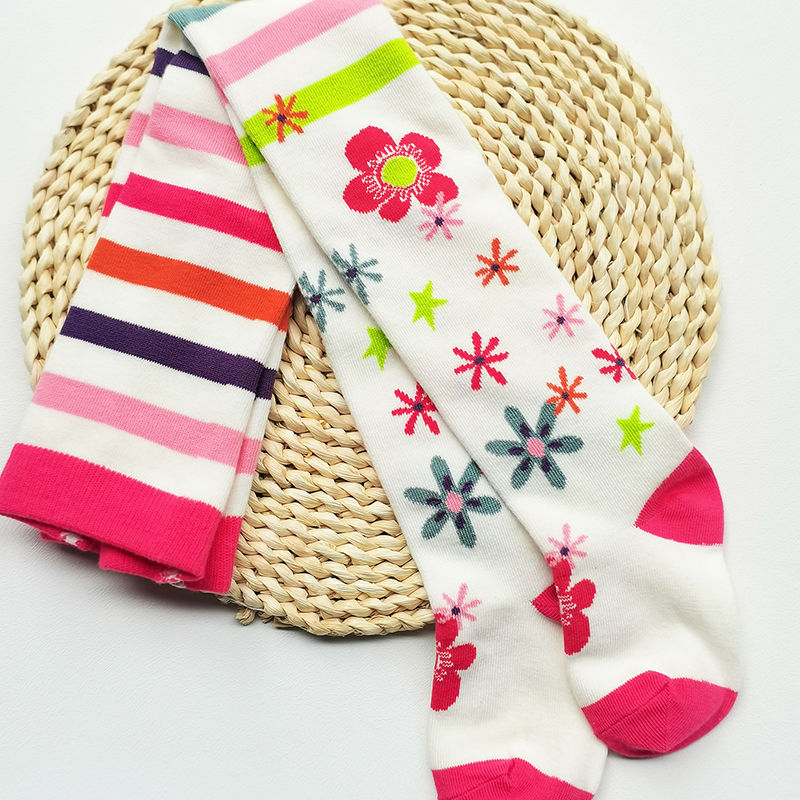 Thumbnail: 1 PCS  Cute Striped Love Heart Flower  Girls Tights Soft Stretchy Kids Pantyhose