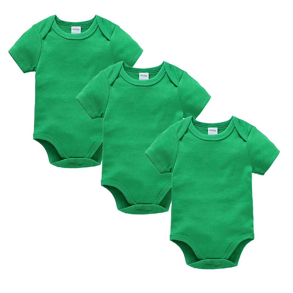 Thumbnail: Kavkas 3PCS 5PCS Baby Boys Girls Clothes Solid White Short Sleeve Cotton Baby Bo
