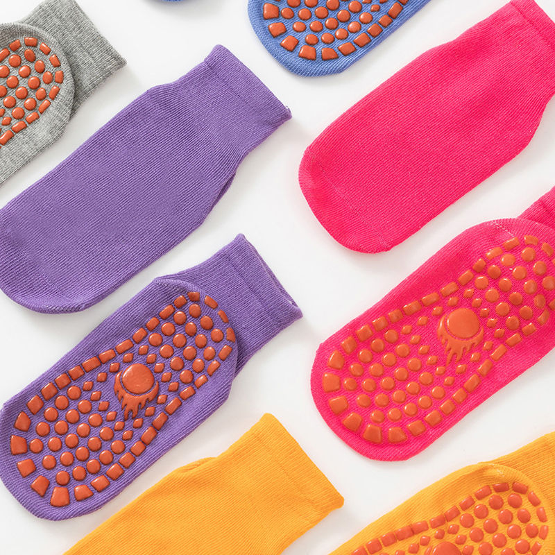 Thumbnail: 6 Pairs Non-Slip Socks for Kids, Anti-Skid Cotton Socks with Grips, Toddler Floo