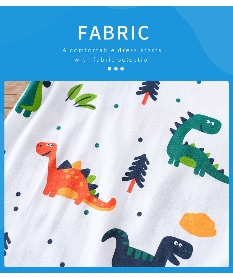 Thumbnail: Newborn Clothes Cute Cartoon Dinosaur Full Print CottonComfortable And SoftSumme