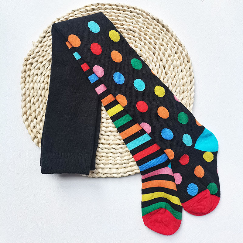 Thumbnail: 1 PCS  Cute Striped Love Heart Flower  Girls Tights Soft Stretchy Kids Pantyhose