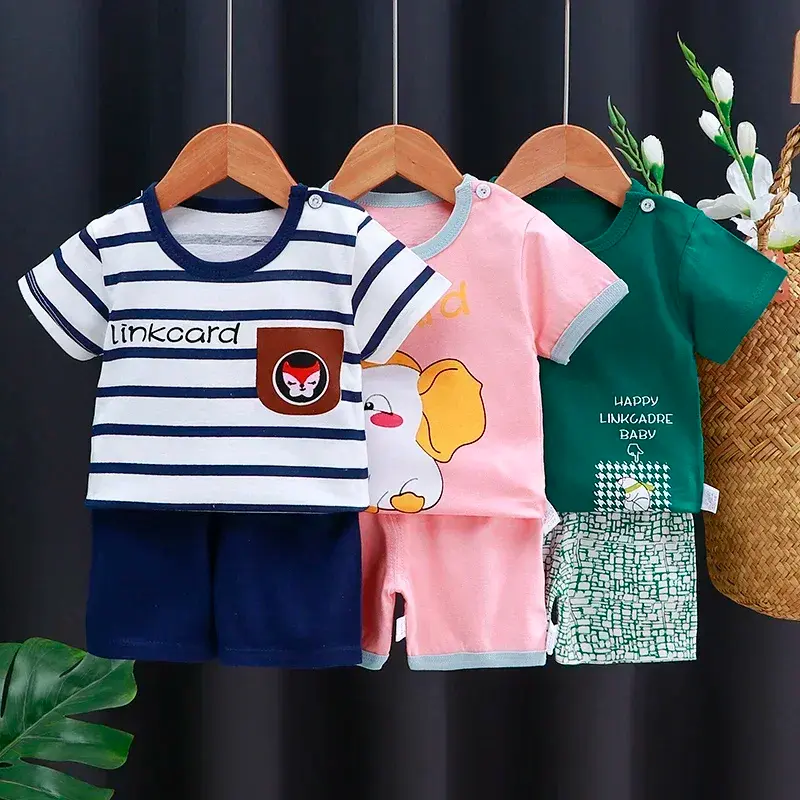 Thumbnail: Cartoon Printed Clothing Pure Cotton Home Clothes 2 Piece Suits Toddler Fashion 
