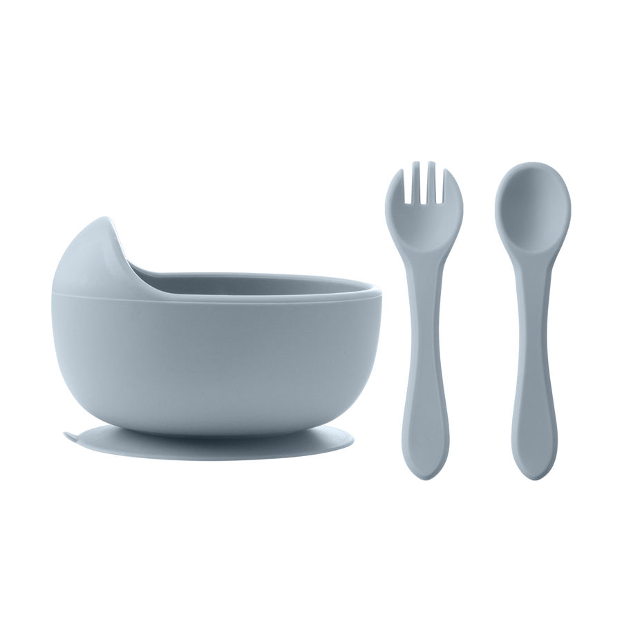 Thumbnail: 3Pcs Silicone Baby Feeding Bowl Set Baby Learning Dishes Suction Bowl Set Wood 