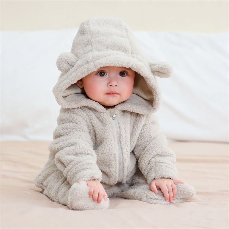 Thumbnail: Newborn Baby Flannel Rompers Soft Warm Autumn Winter Bodysuit for Boys & Girls C
