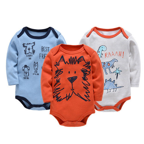 Thumbnail: 6 PCS 3 PCS Kavkas Baby Boys Girls Bodysuit Long Sleeve 100% Cotton Baby Clothes
