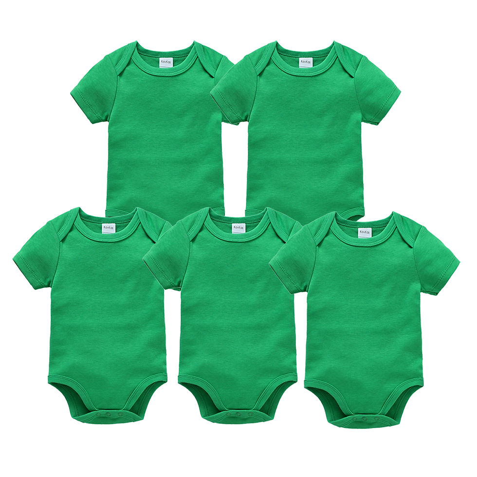 Thumbnail: Kavkas 3PCS 5PCS Baby Boys Girls Clothes Solid White Short Sleeve Cotton Baby Bo