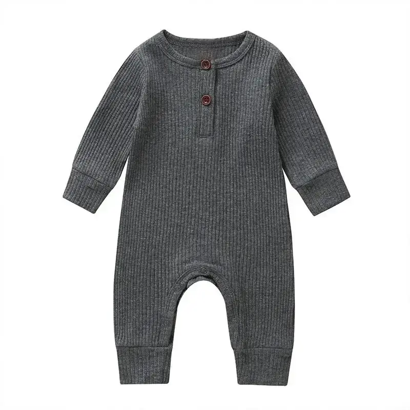 Thumbnail: Spring Autumn Newborn Infant Baby Boys Girls Full Sleeve Rib Cotton Romper Plays
