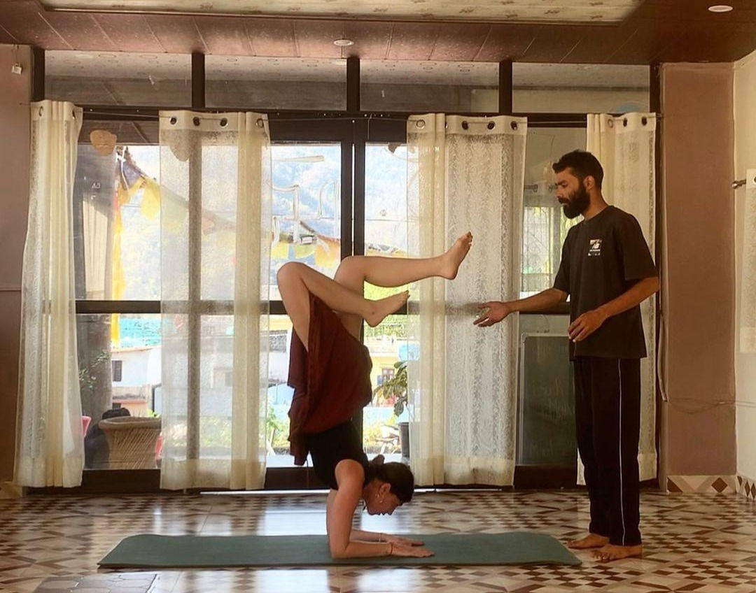 Our teacher with a client