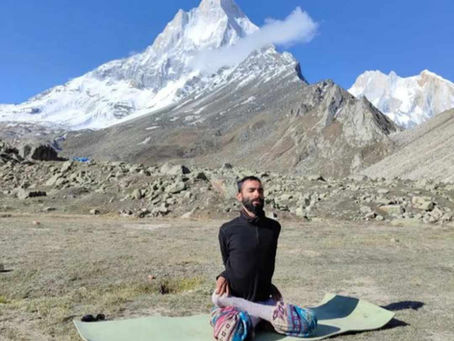 Yoga practice in the mountains