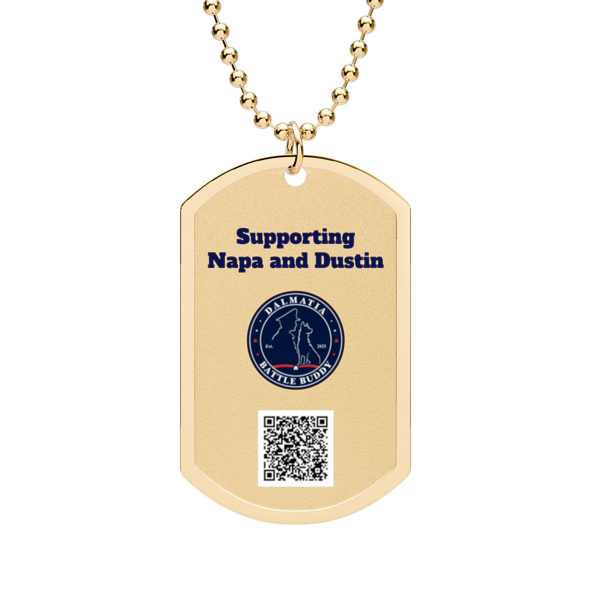 Supporting Napa and Dustin Dog Tag NecklaceCharity Pendant with QR Code
