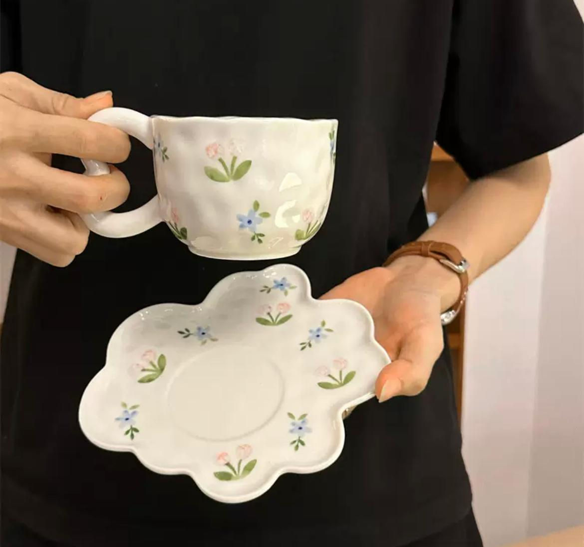 مج سيراميك بعروق اخضر صحن مميز