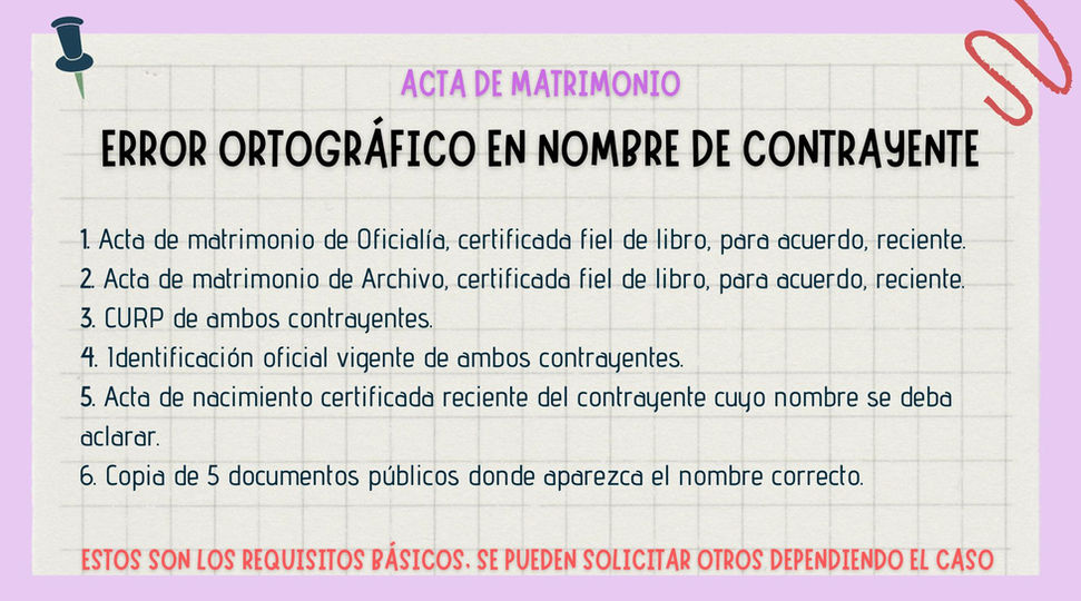 Para realizar una corrección en el acta de matrimonio deben acudir ambos contrayentes.