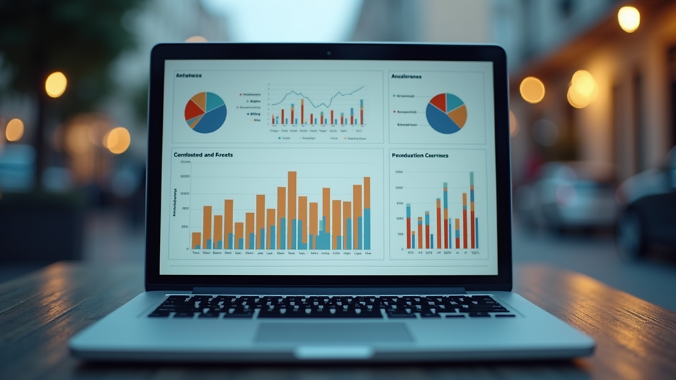 Eye-level view of a laptop screen showing digital marketing analytics
