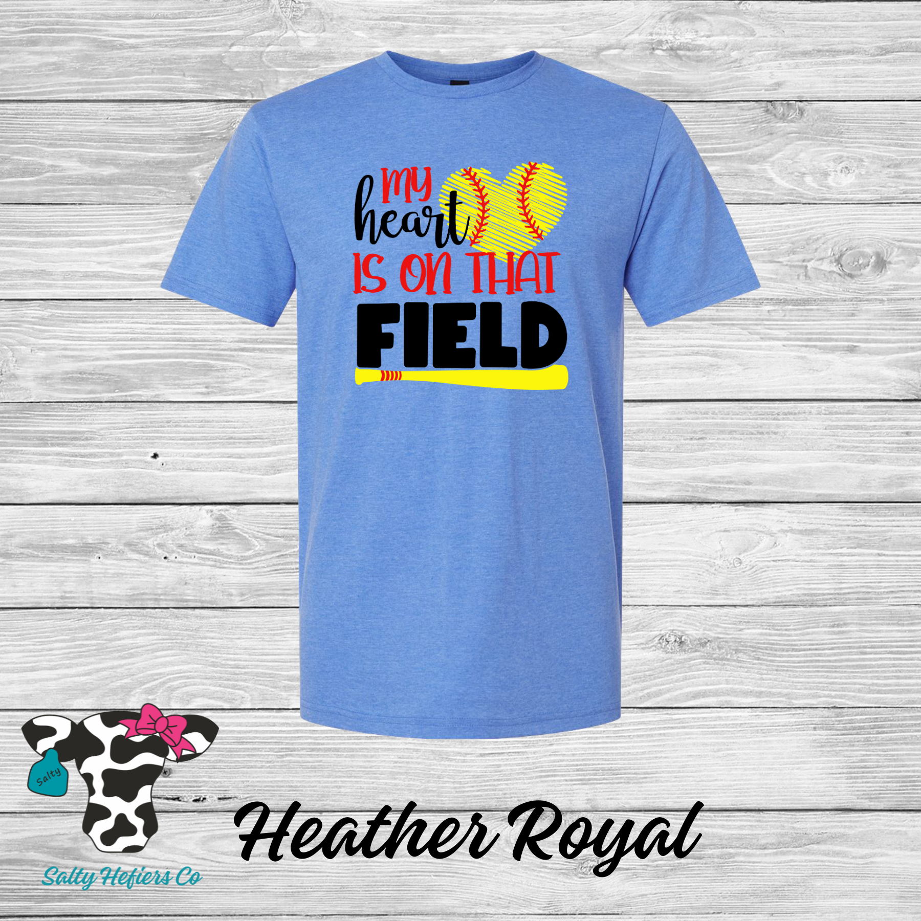My Heart Is On That Field Bat - Adult T-Shirts