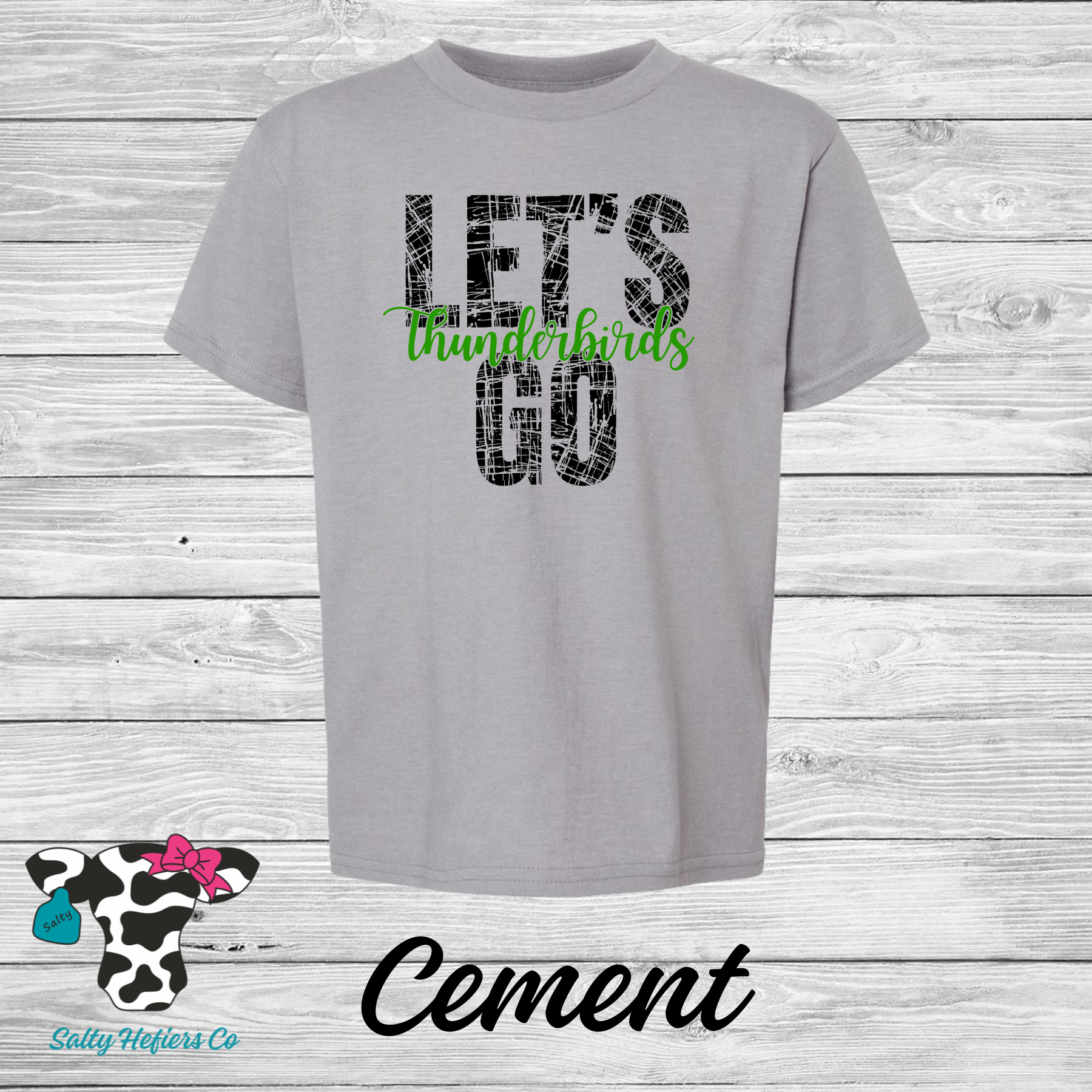 Let's Go Thunderbirds Black Distressed - Youth T-Shirt