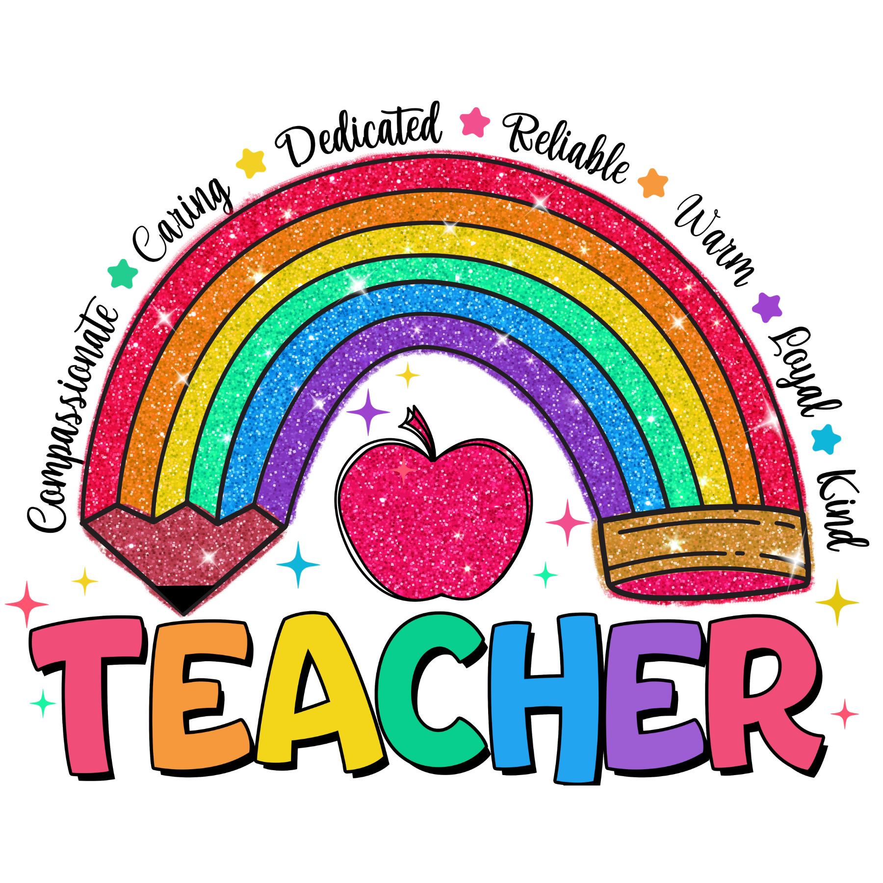 737 Teacher Rainbow Glitter