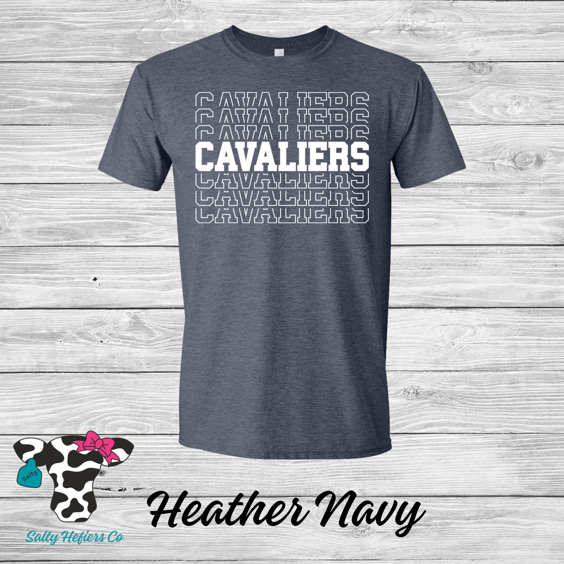 Cavaliers Stacked White - Adult T-Shirt