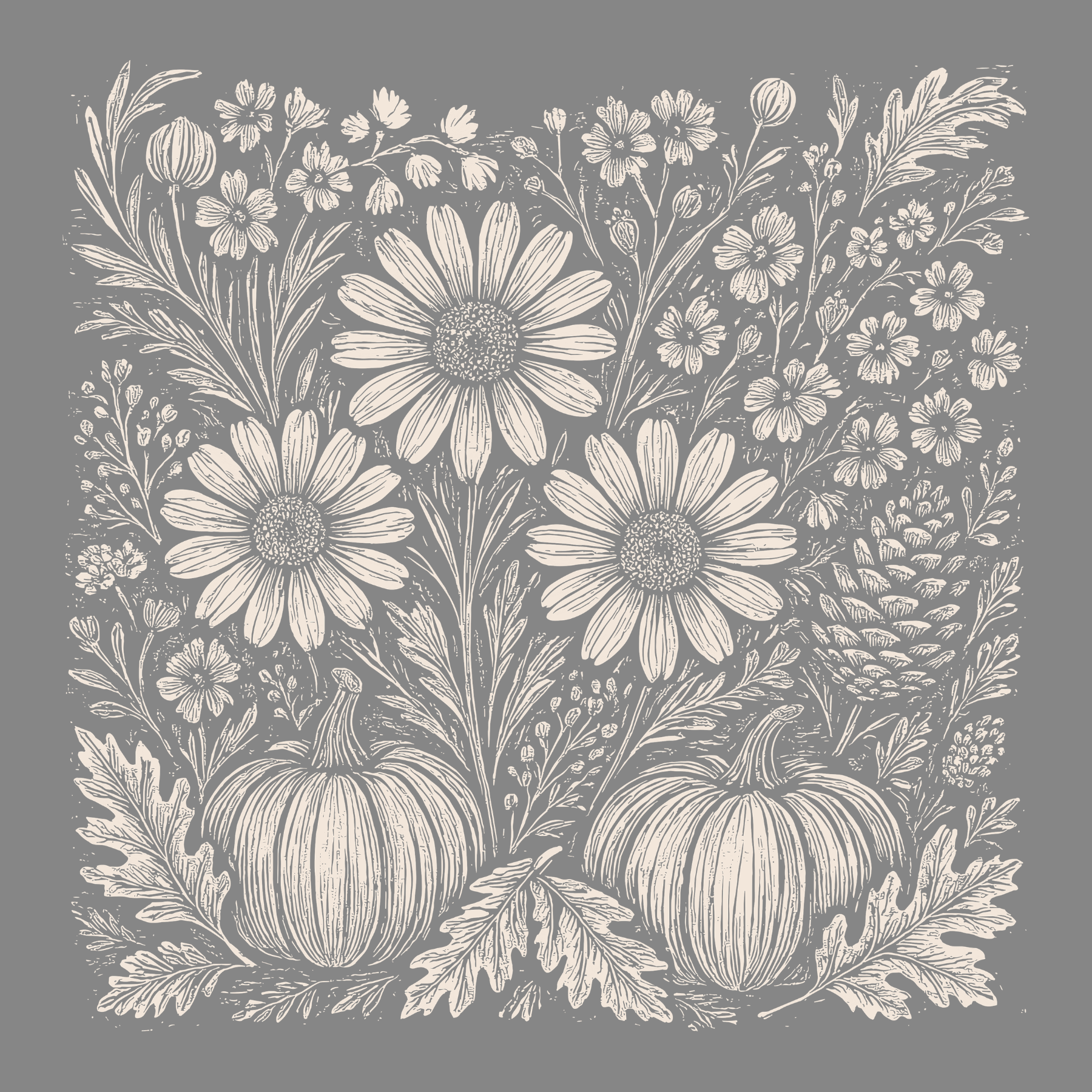 1093 Pumpkins And Flowers
