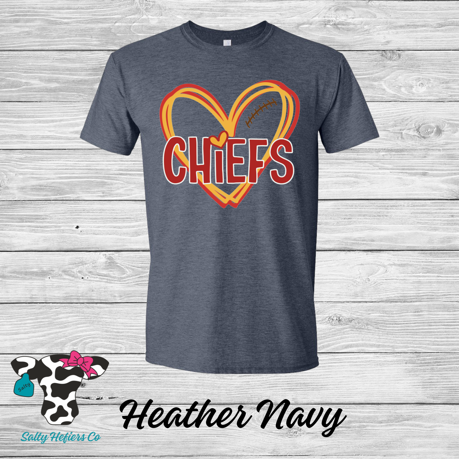 423: Chiefs Heart Outline - Adult T-Shirts