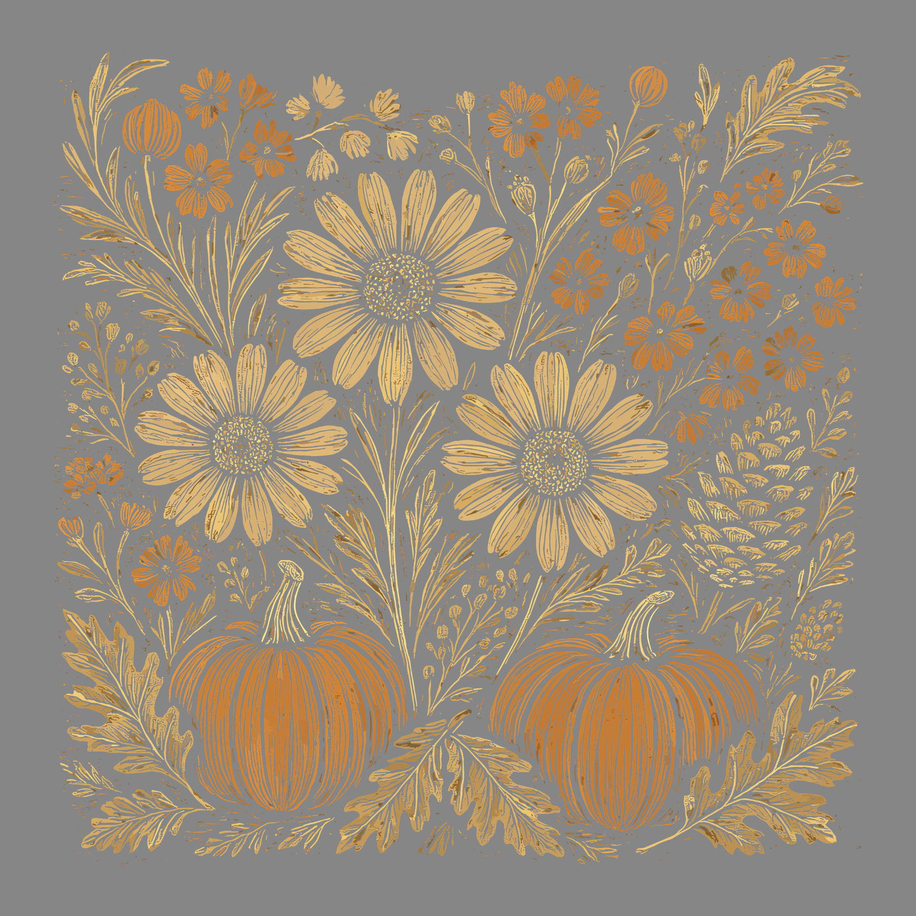 1093 Pumpkins And Flowers