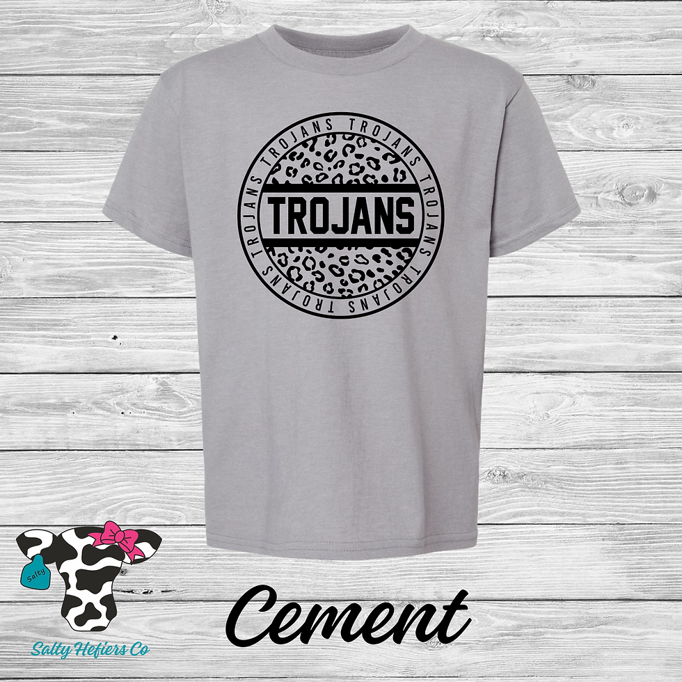 Trojans Round Cheetah Black - Youth T-Shirt