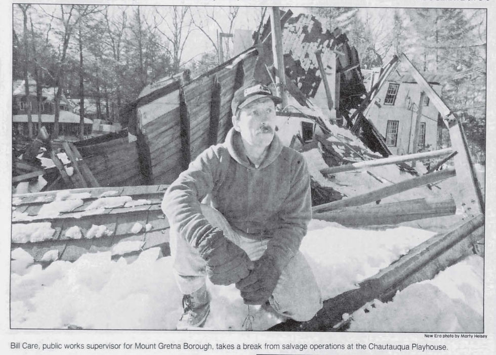 Clipping from the Lancaster New Era. (“Gretna rolls up sleeves and begins planning future,” Feb. 15, 1994, page 43).