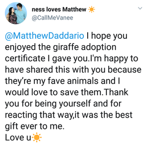 Una giraffa per Matthew!