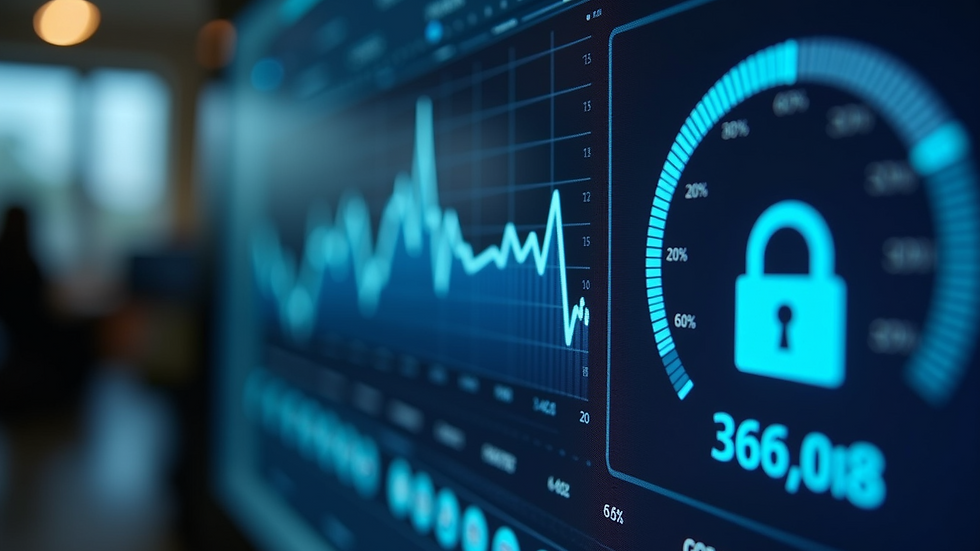 Close-up view of a cybersecurity dashboard on a computer screen