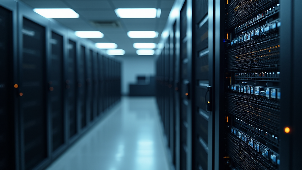 High angle view of a server room with network equipment