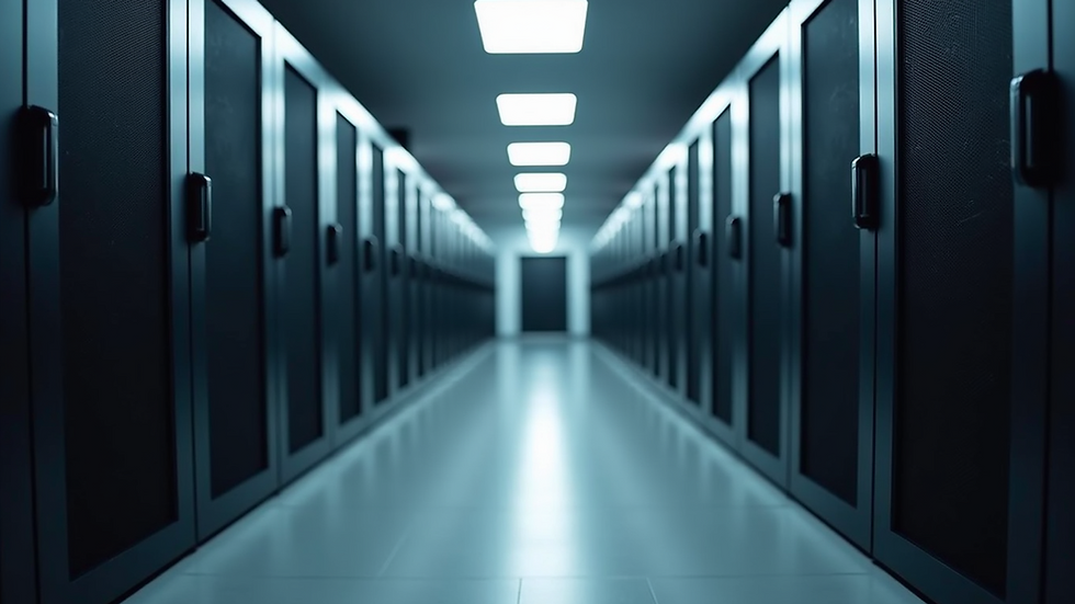 High angle view of a server room with efficient setup