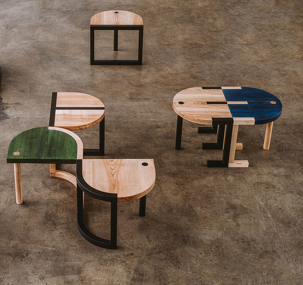 Thumbnail: TRN wooden side table, modernist cubic in shape, solid wood, Pani Jurek