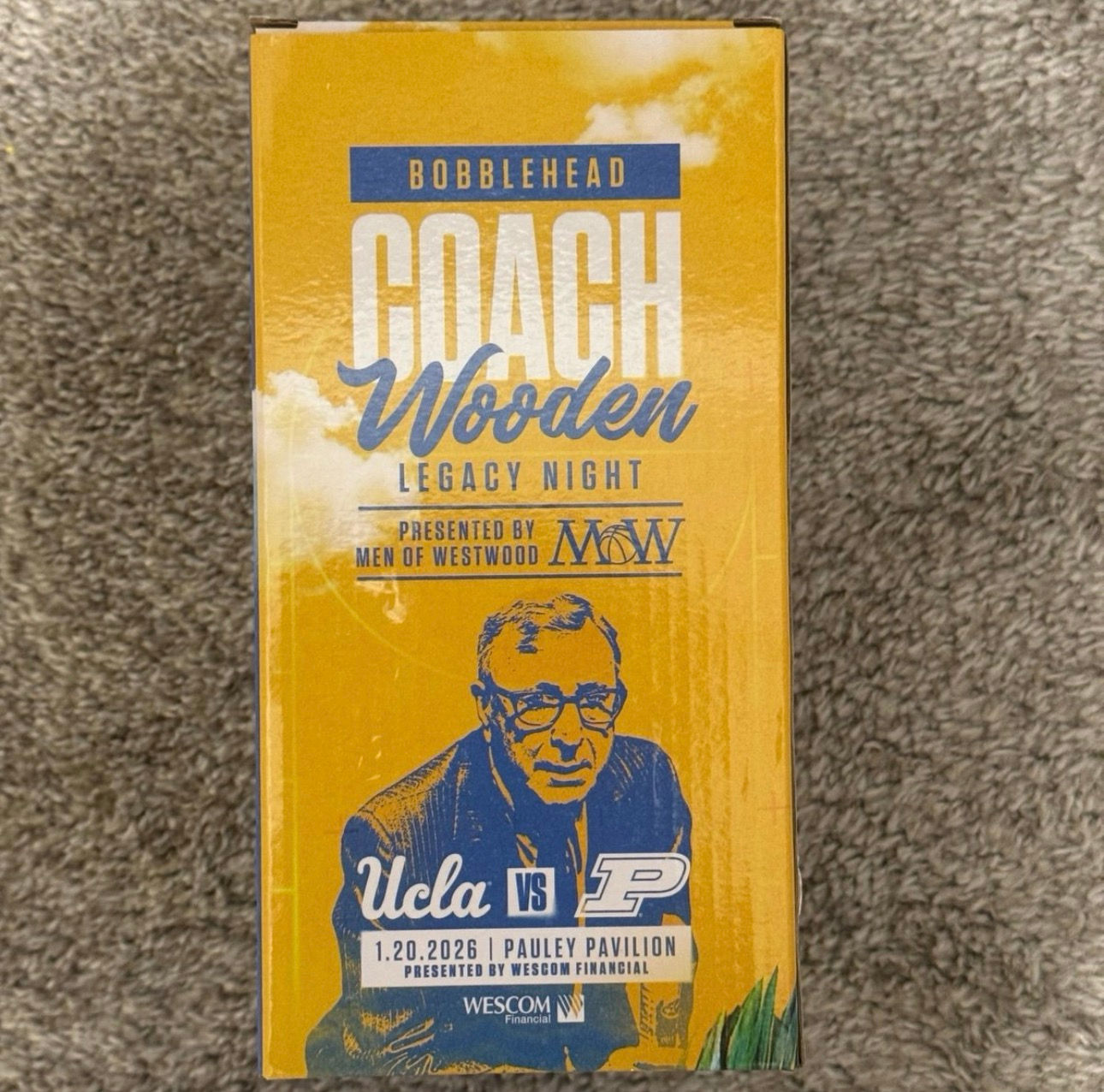 2026 JOHN WOODEN UCLA BRUINS RARE LIMITED BOBBLEHEAD 1/20 SGA VS PURDUE
