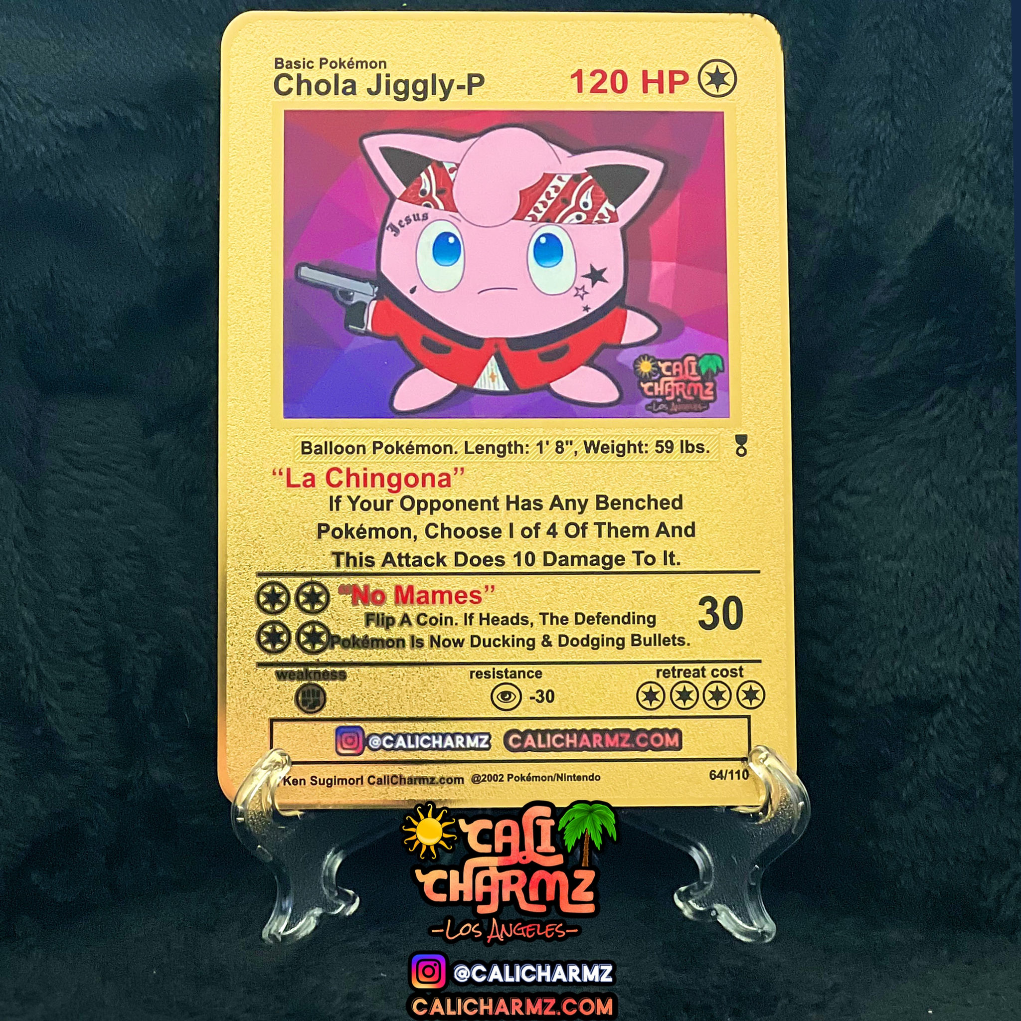 Jumbo 5x7 “Cholo” Jigglypuff Gold Pokemon Metal Card